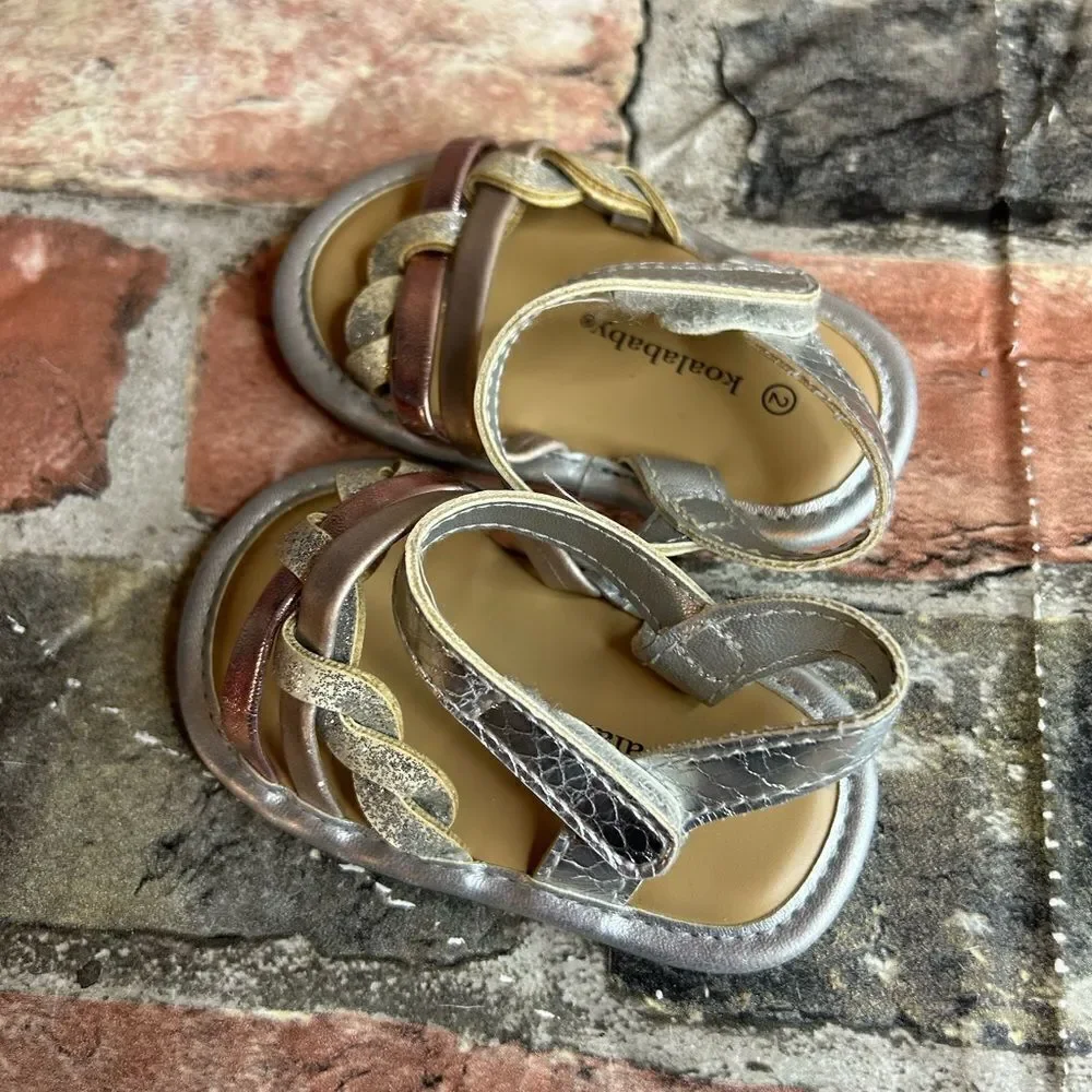 5 for $25🔥KoalaBaby Silver & Pink‎ Strappy Sandals Baby Size 2